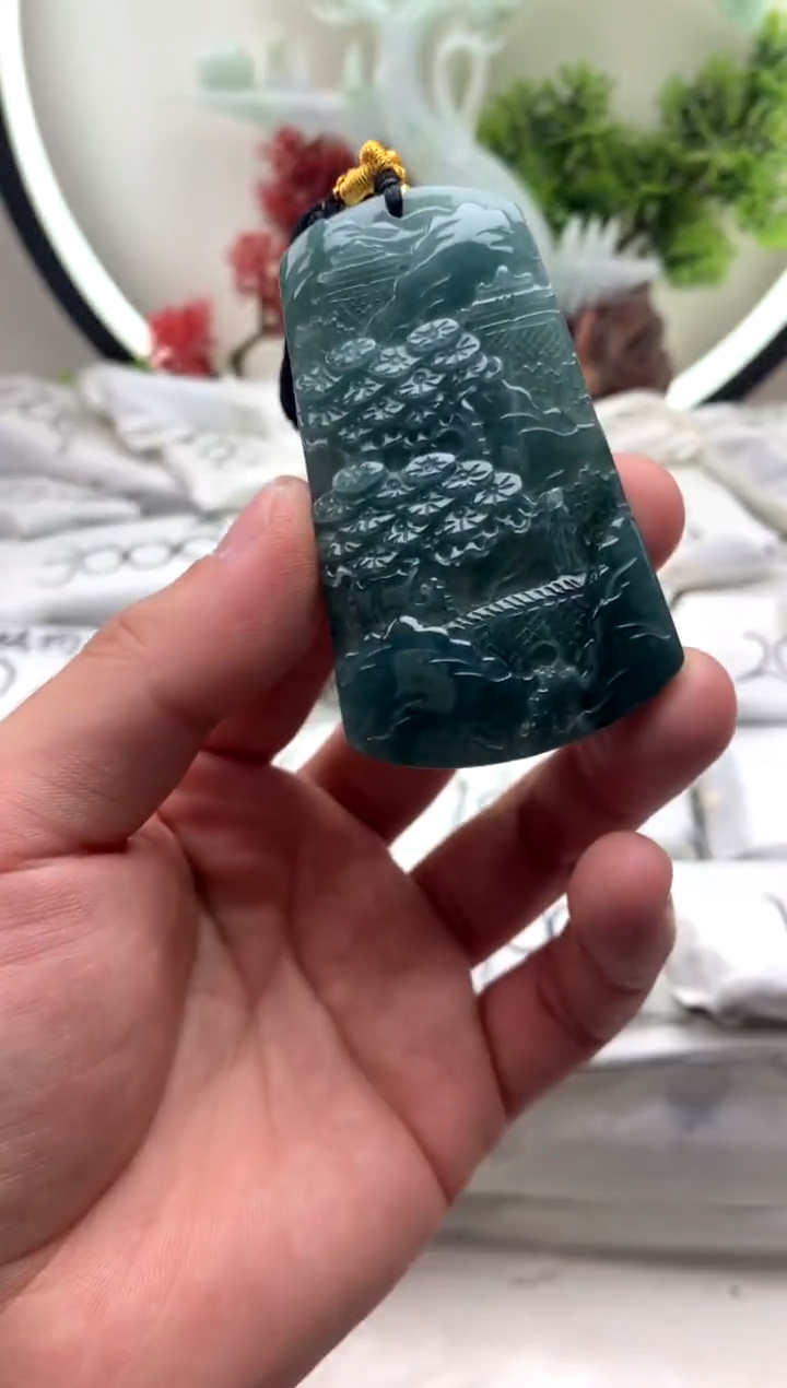 【闪购商品】翡翠颈饰未镶嵌山水【品质一般介意慎拍】