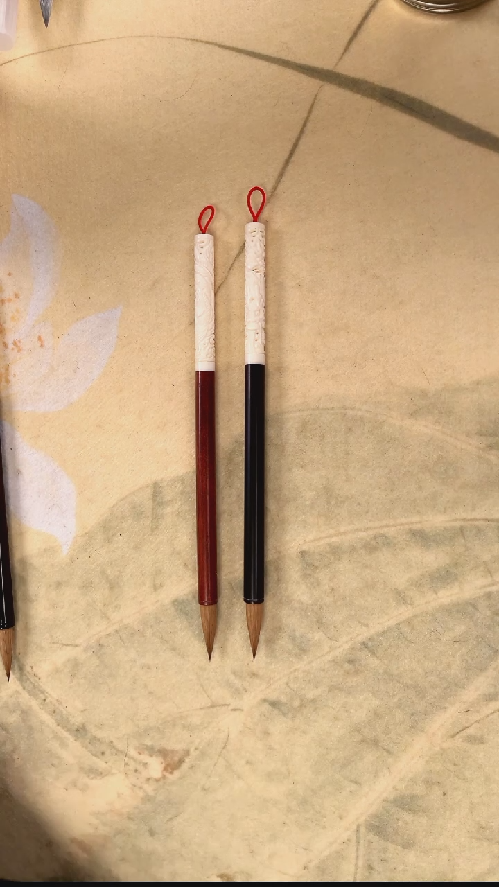 实木驼骨龙凤狼毫出锋3.0一对