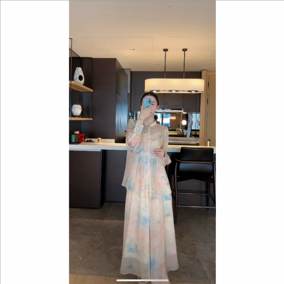 Ruyi如一 【初秋】新款长袖优雅碎花连衣裙