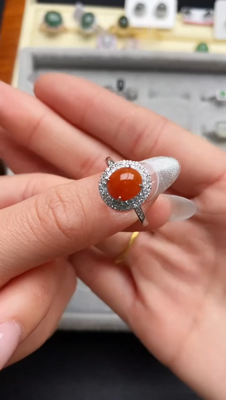 【闪购商品】翡翠戒指银S925镶嵌444444444+3