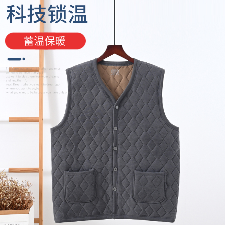 中老年保暖马甲穿脱方便口袋设计扣子方便穿脱秋冬无袖加绒
