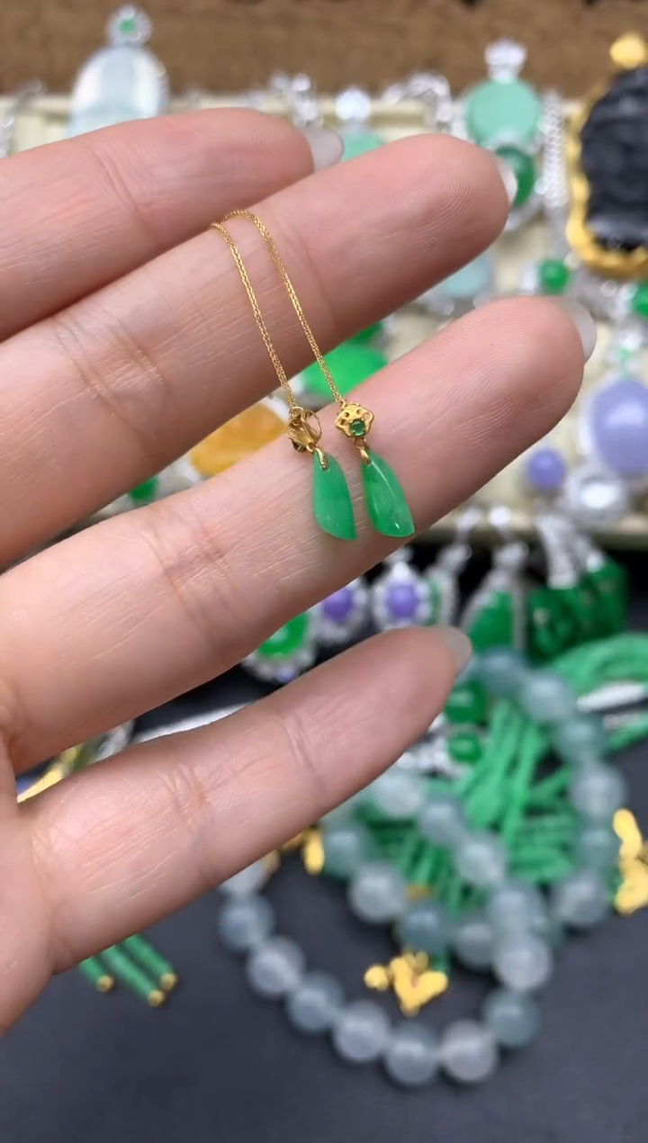 【闪购商品】翡翠耳饰18K金镶嵌39-中国好珍宝