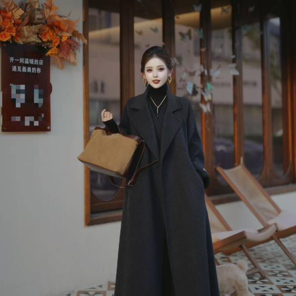 马甲+双面绵羊毛大衣女士长款毛呢外套直播女装上衣高端加厚秋冬