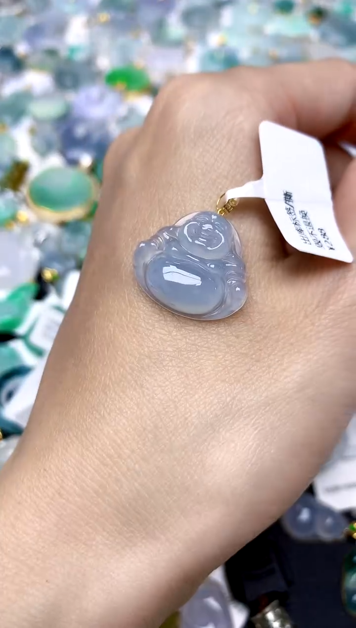 颈饰18K金镶嵌翡翠天然A货翡翠