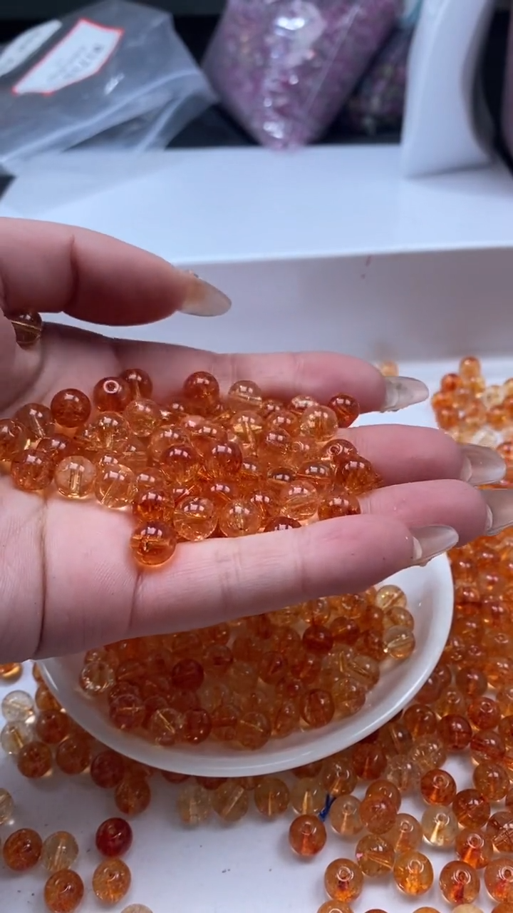 颈饰未镶嵌水晶w1719金橙碧玺8mm*20颗