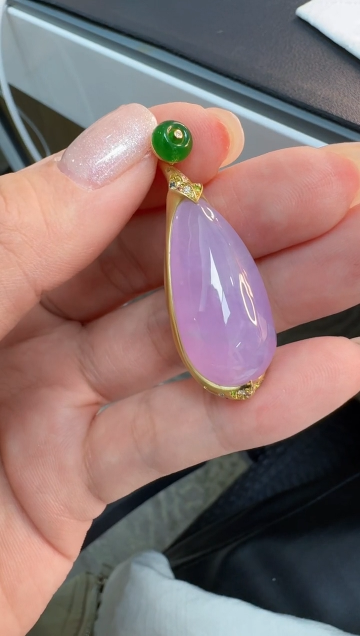 【闪购商品】翡翠18K金镶嵌颈饰缅甸翡翠A货吊坠