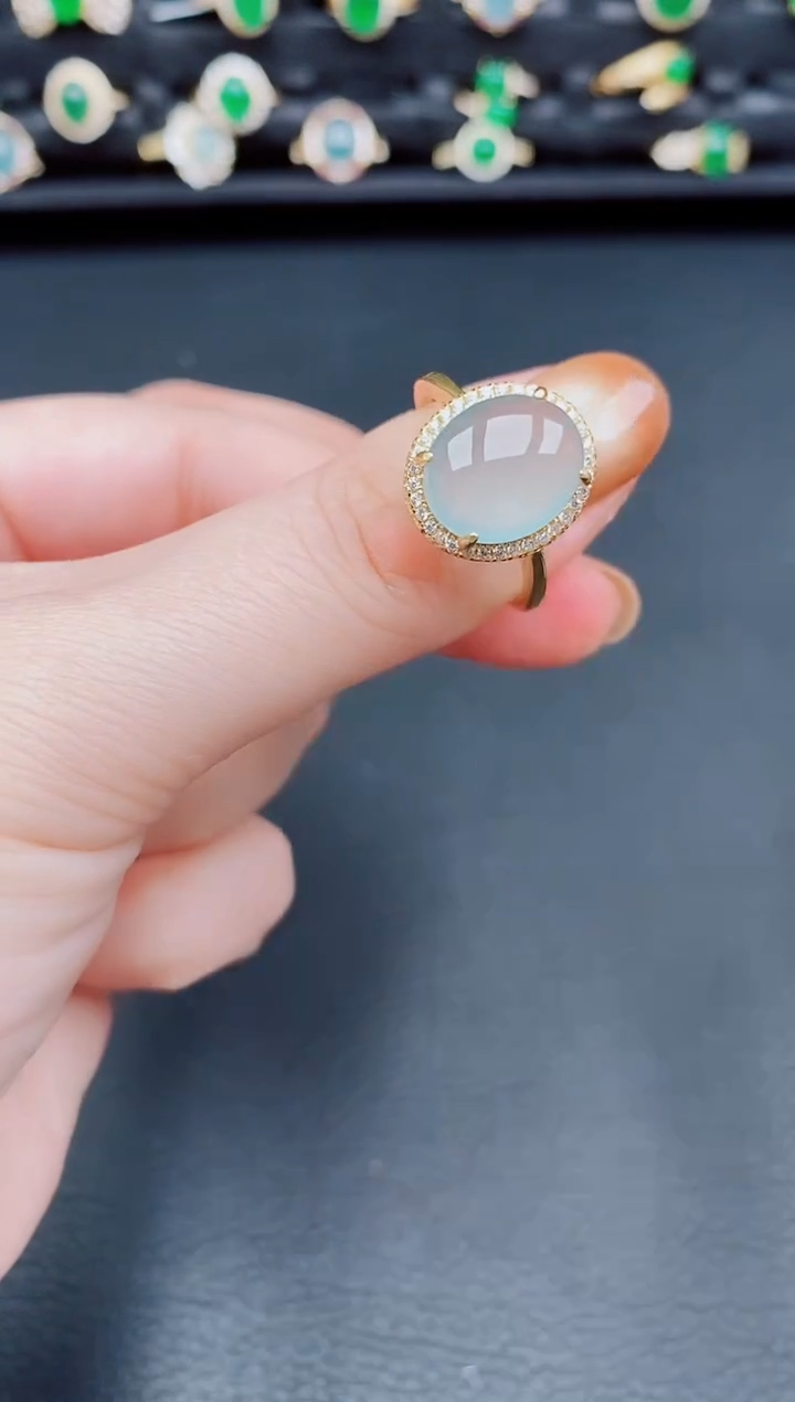 【闪购商品】翡翠戒指银S925镶嵌天然a货翡翠55