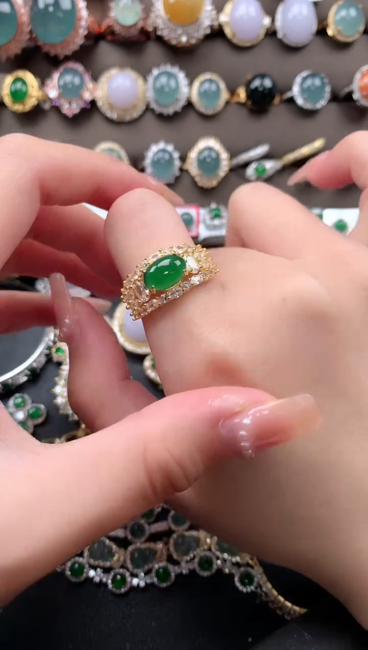 【闪购商品】翡翠戒指银S925镶嵌52141