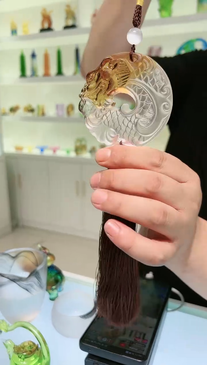 【闪购商品】茶宠古法琉璃 鱼化龙车挂