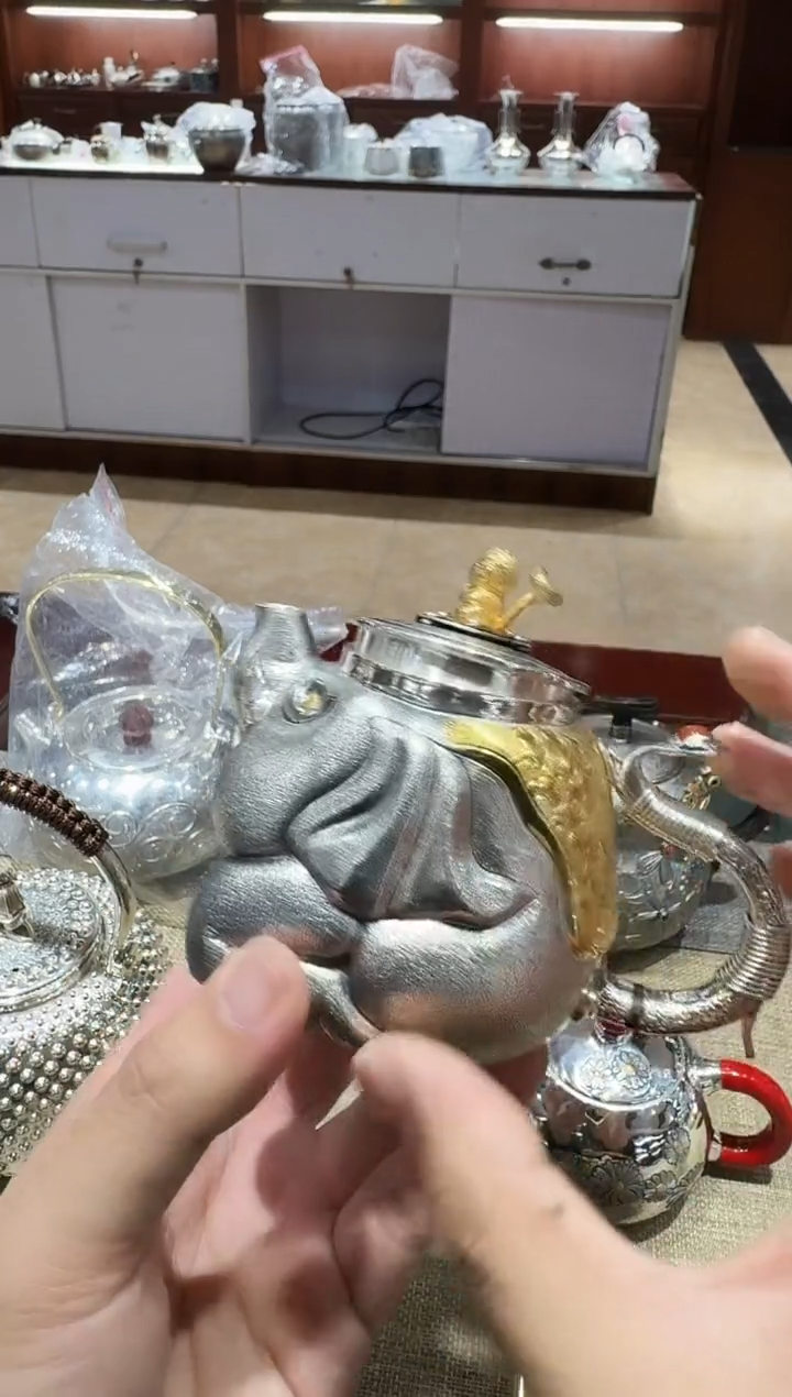 【闪购商品】足银999精工太平有象大象题材泡茶壶