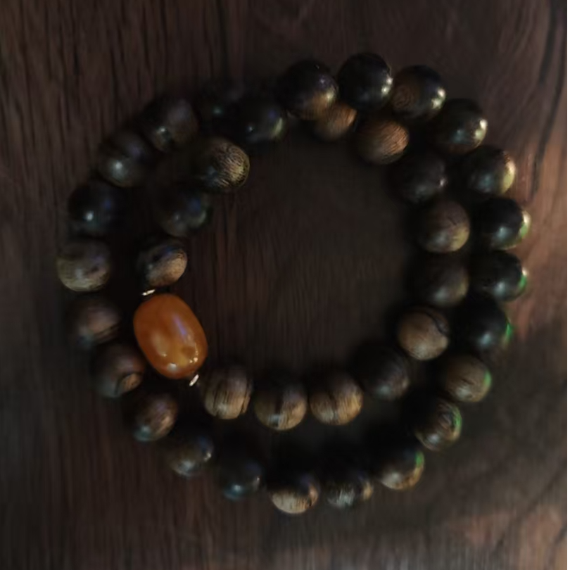 Y101【赛级芽庄白奇楠留疤奇韵双圈】10.8mm26.7g-SX25101801-3