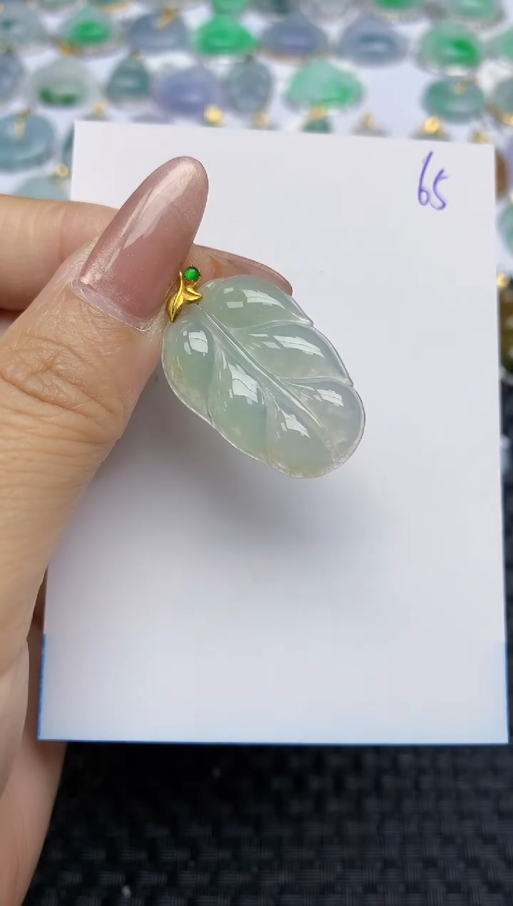 【闪购商品】翡翠颈饰18K金镶嵌天然A货翡翠 65