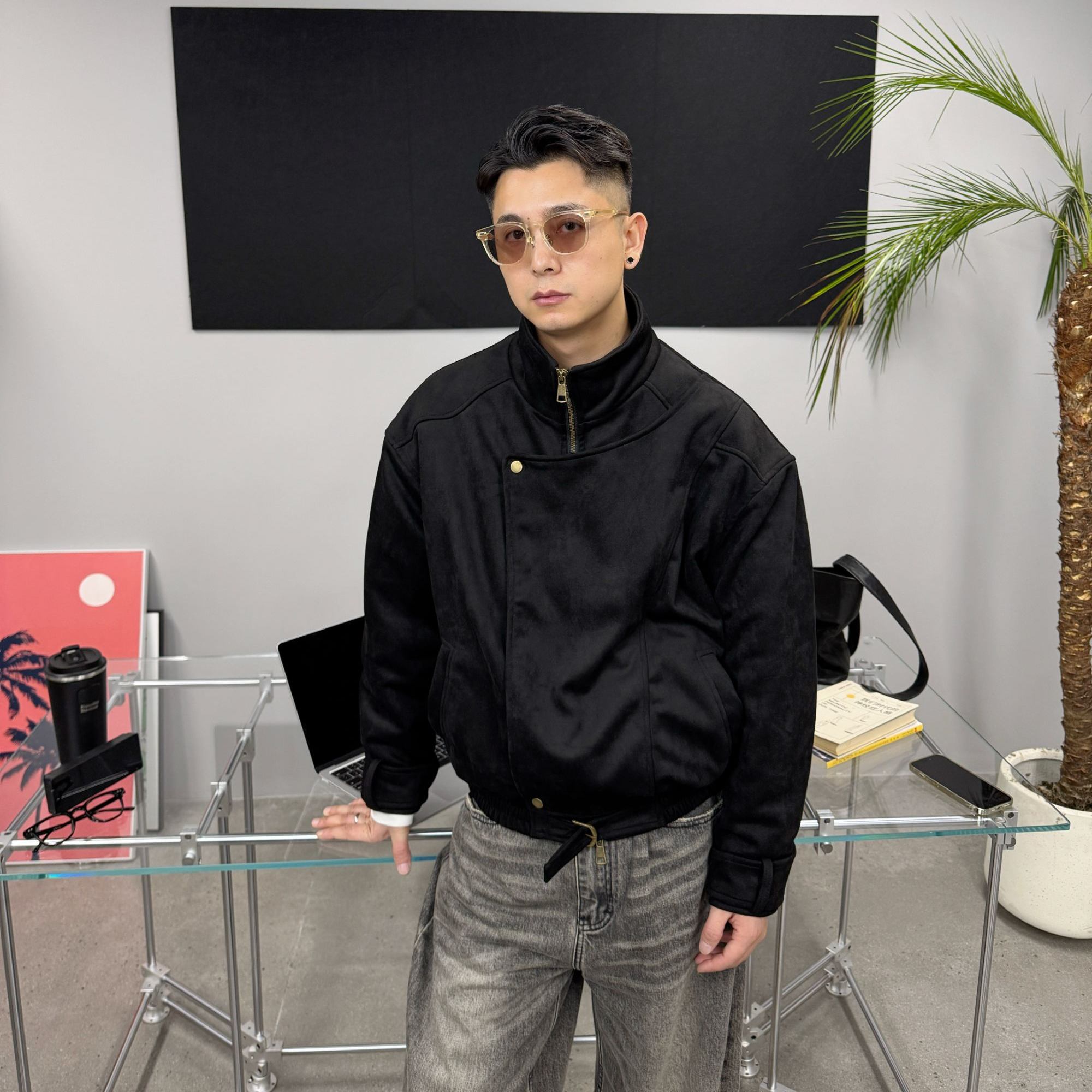 GP2 2025aw立体解构boxy夹克棉服外套冬季男女宽松麂皮绒立领棉衣