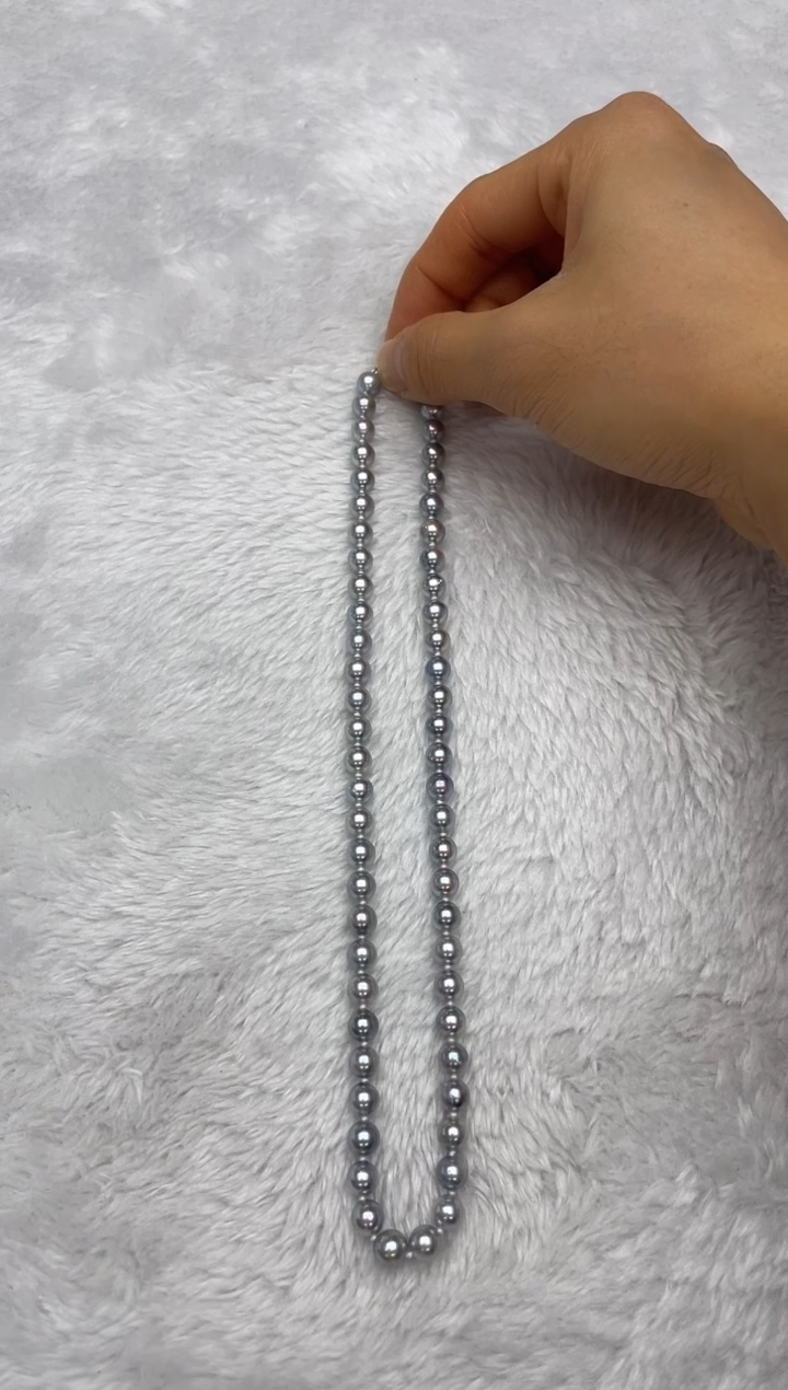 项链银S925镶嵌海水珍珠AK真多麻6.5-7mm