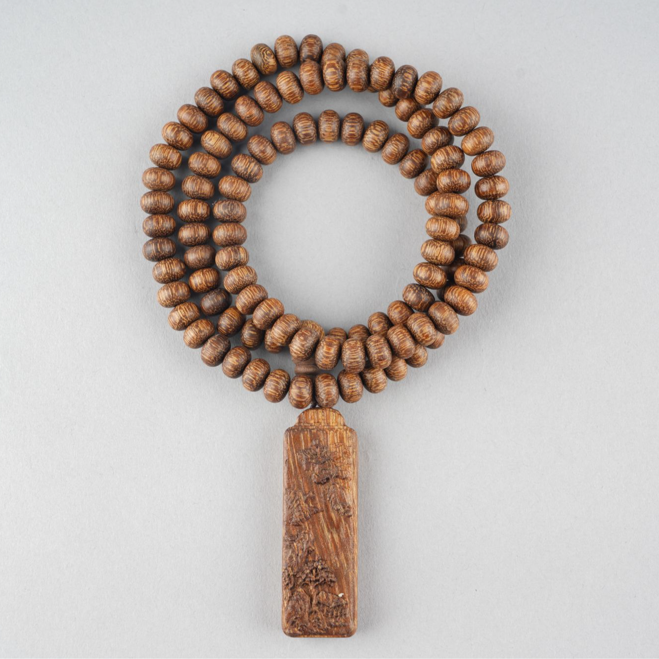 沉香 +带木盒 越南芽庄黄奇楠老料山水挂链8MM-003