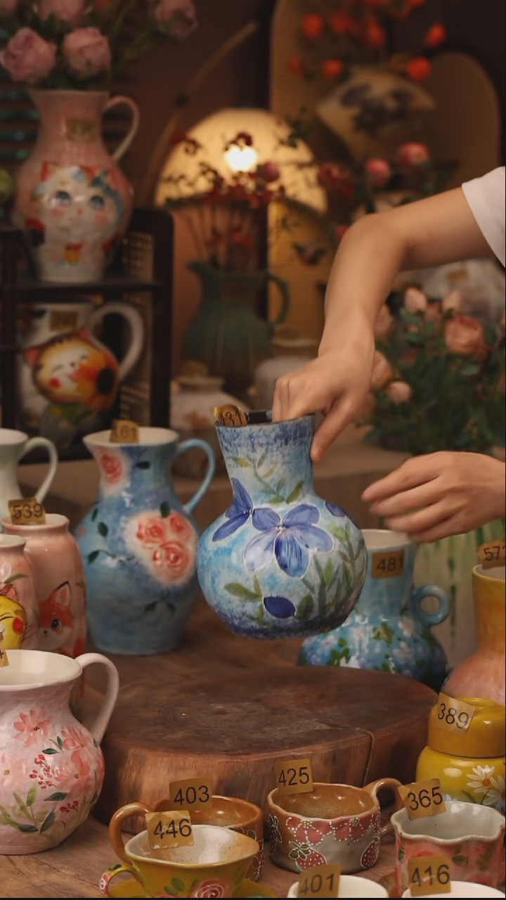 陶瓷431景德镇设计师手作花器摆件侘寂风