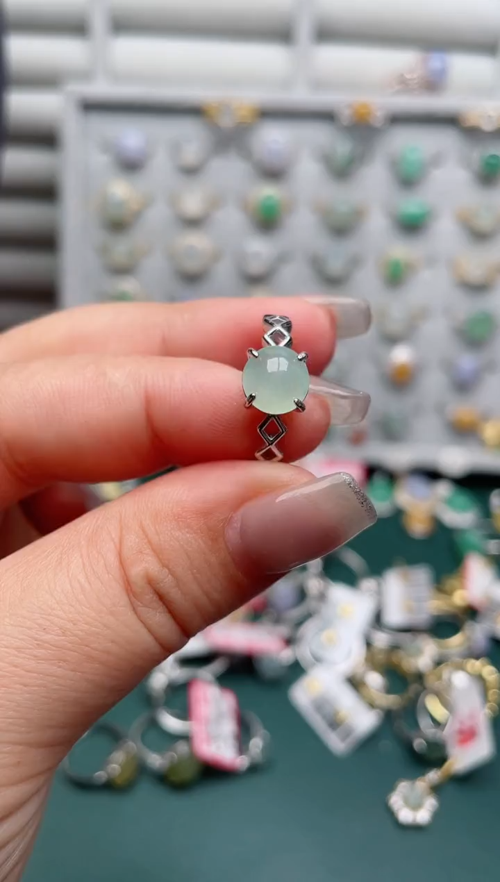 银S925镶嵌戒指翡翠.