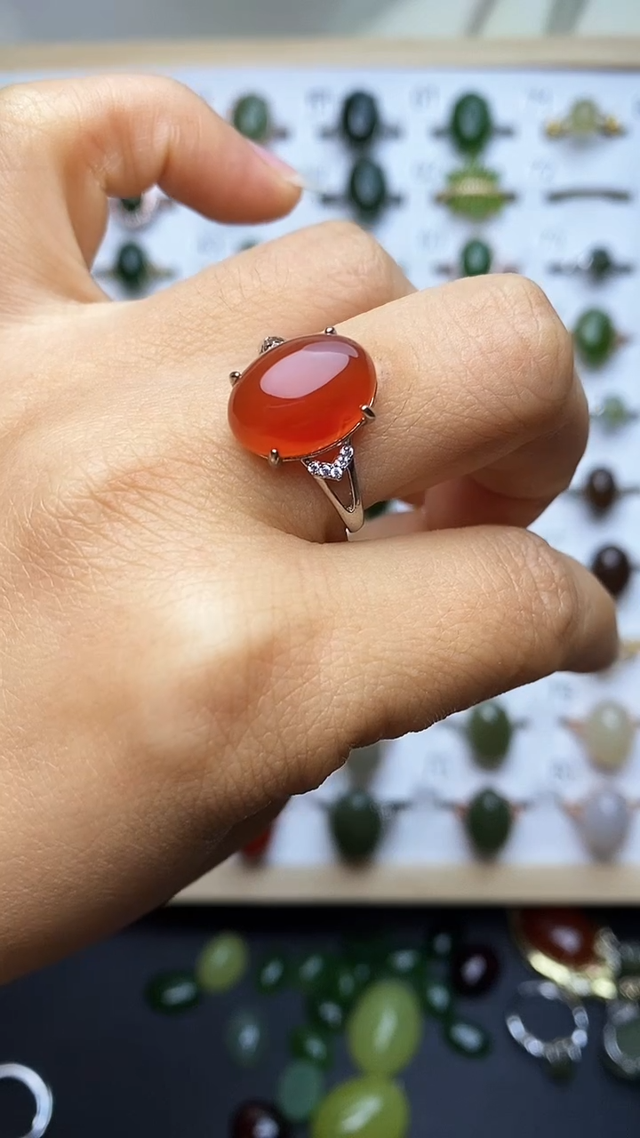 【闪购商品】南红玛瑙戒指银S925镶嵌1
