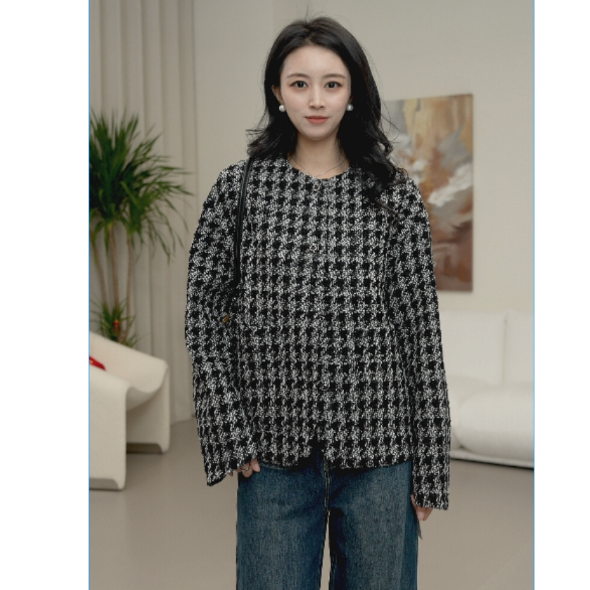 香风宽松圆领短外套女2025年春季新品WTF860864AG