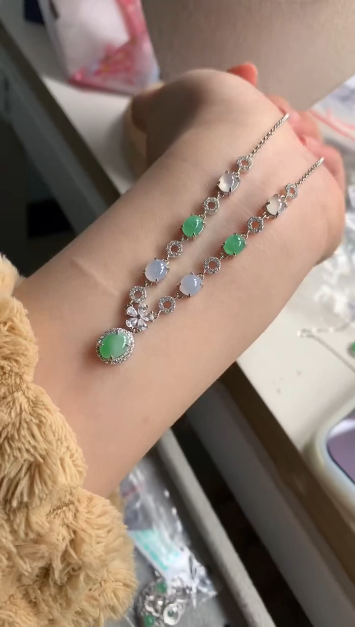 银S925镶嵌戒指翡翠项链11