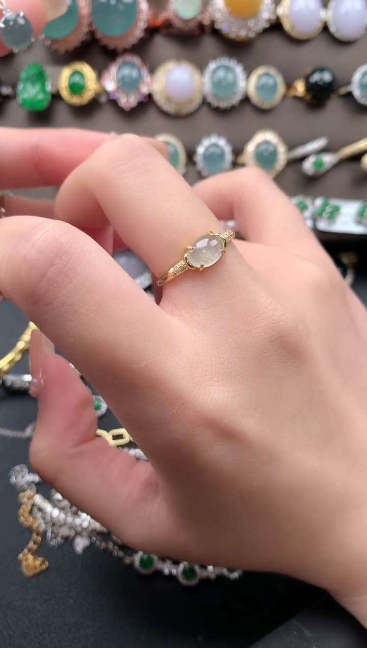 【闪购商品】翡翠戒指银S925镶嵌52141