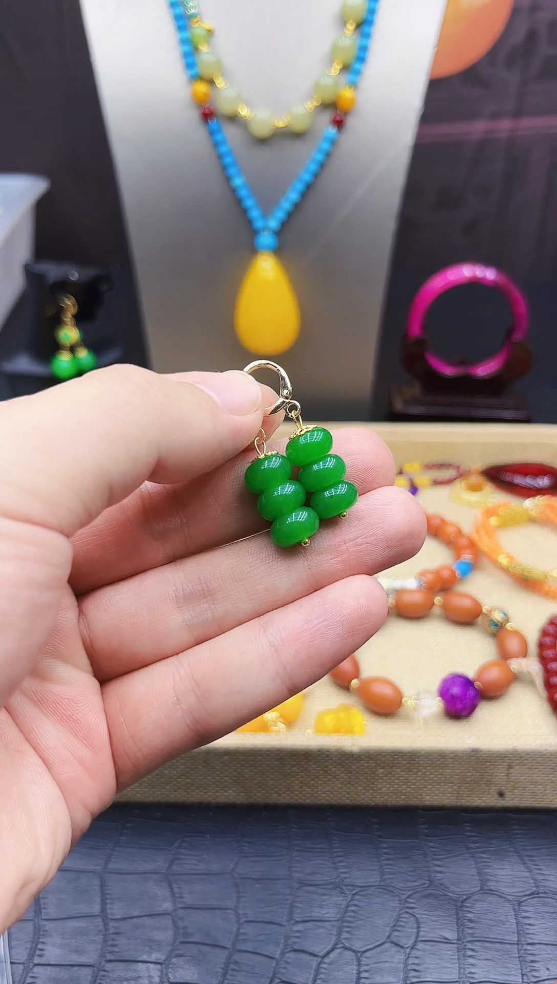 翡翠14K金镶嵌耳饰021