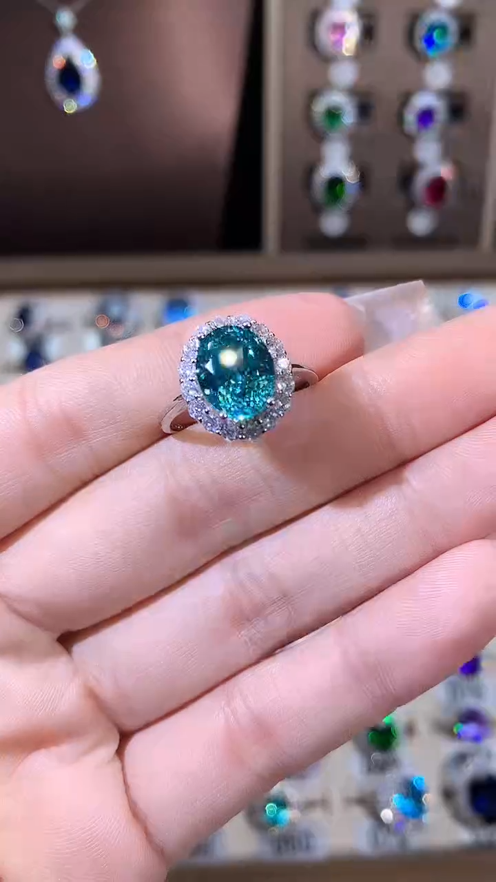 银S925镶嵌戒指碧玺810