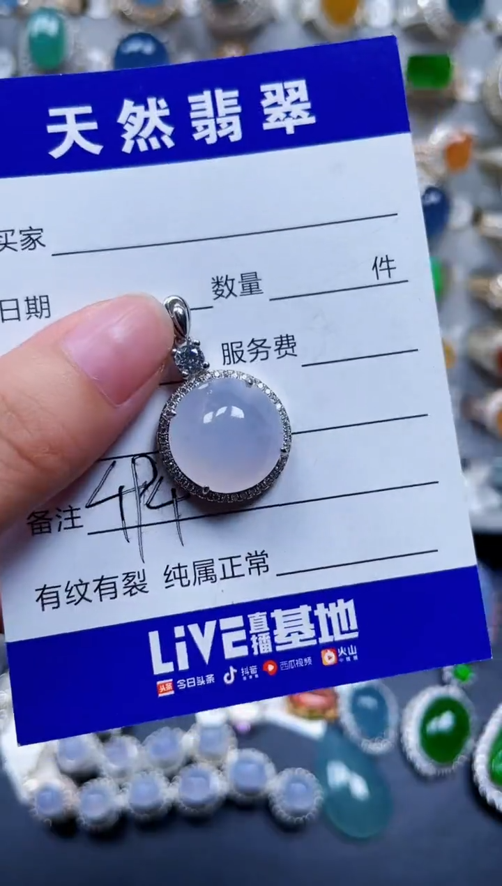 颈饰银S925镶嵌翡翠494