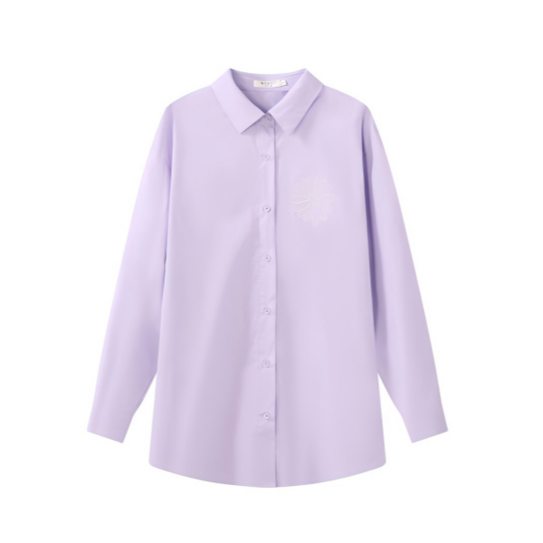 秋季POLO领刺绣休闲通勤长袖衬衫度假风时尚女款MCS2532422