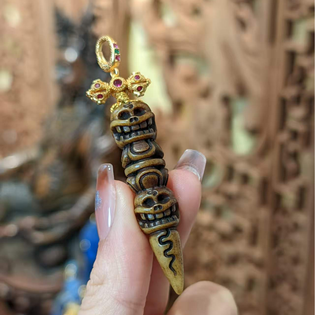 非金属布艺吊坠 【美萍藏传佛学】多翠达波系列/双吞金兽杵吊坠