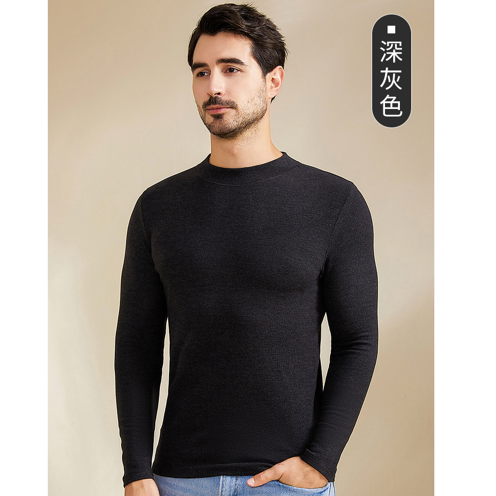 清仓 男士【竖条德绒圆领打底衫】350g冬季保暖双面磨毛发热上衣