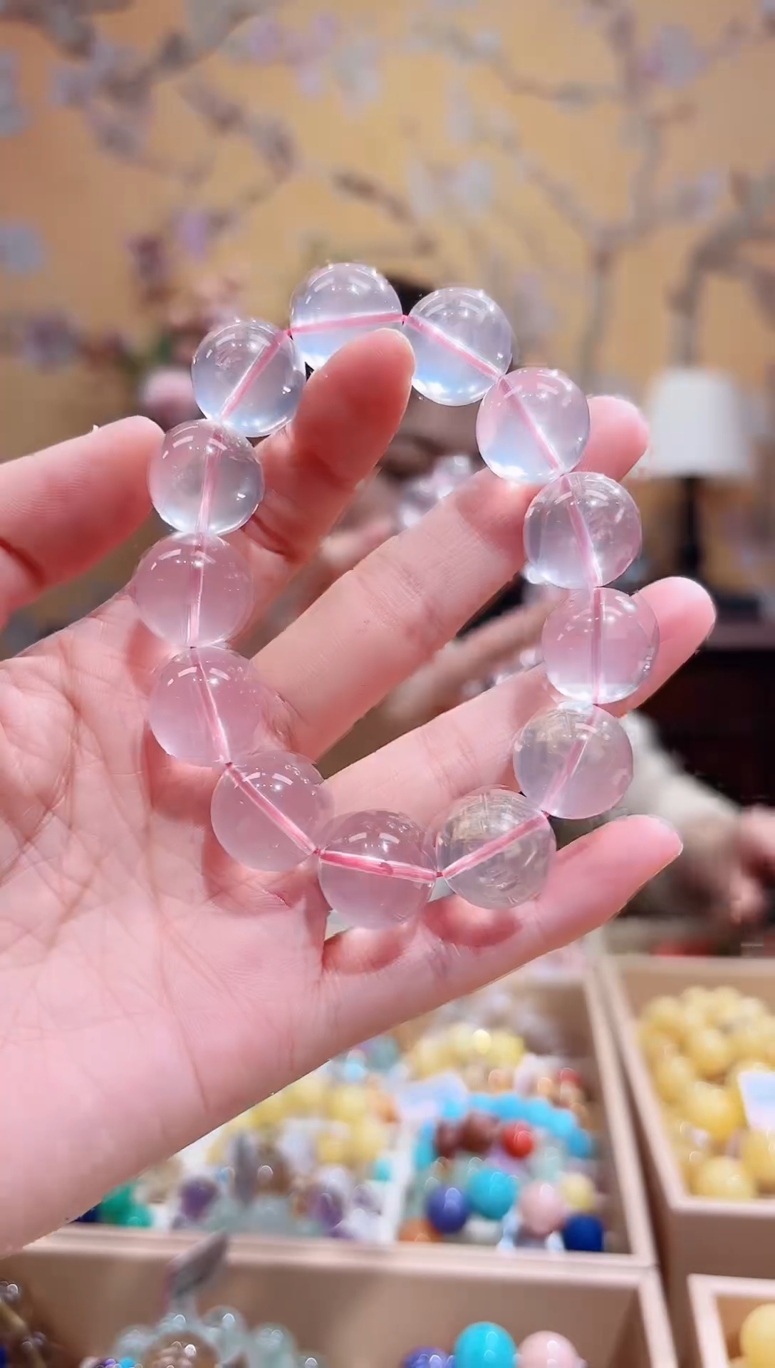 未镶嵌手串水晶16.2咪天然星光粉水晶，天然晶体结构