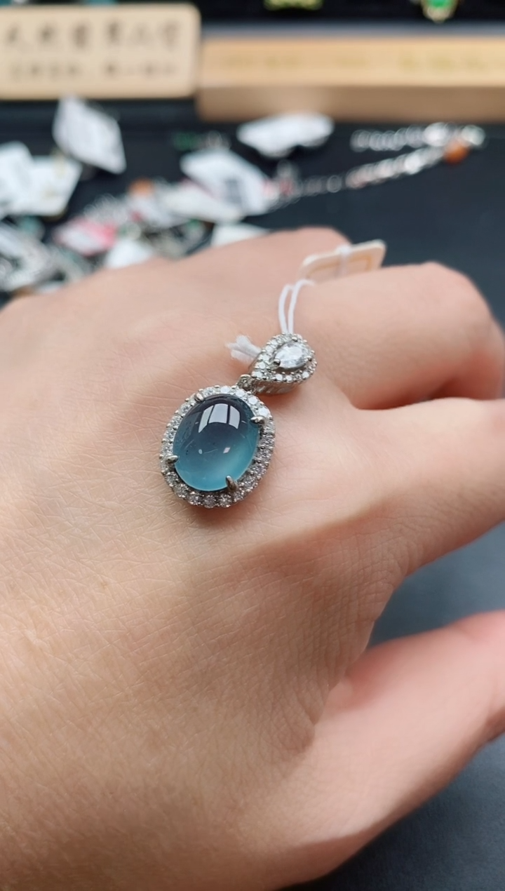 吊坠(赠链)银S925镶嵌翡翠1