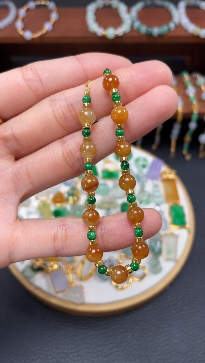 【闪购商品】翡翠套链18K金镶嵌一个   JK215