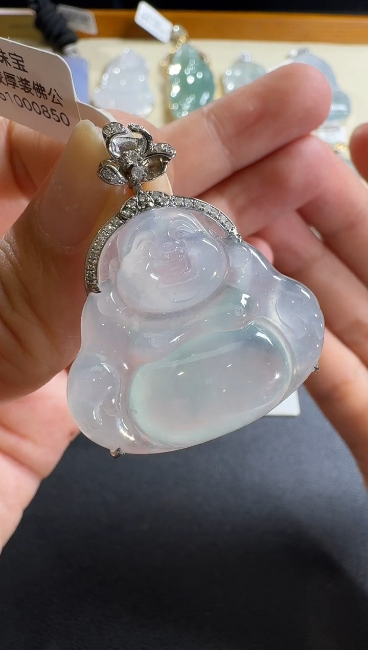 【闪购商品】翡翠吊坠(不含链)18K金镶嵌【源头工厂】钻石镶嵌