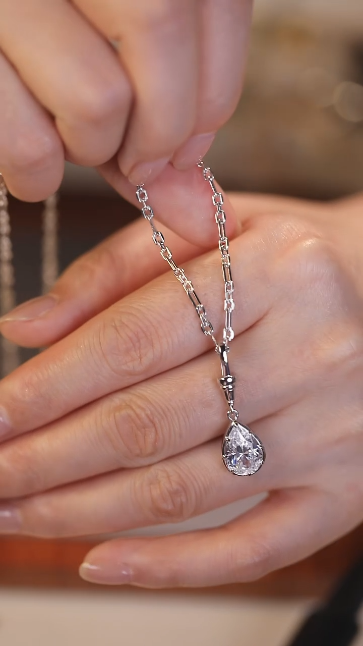 合成立方氧化锆坠链均925银项链