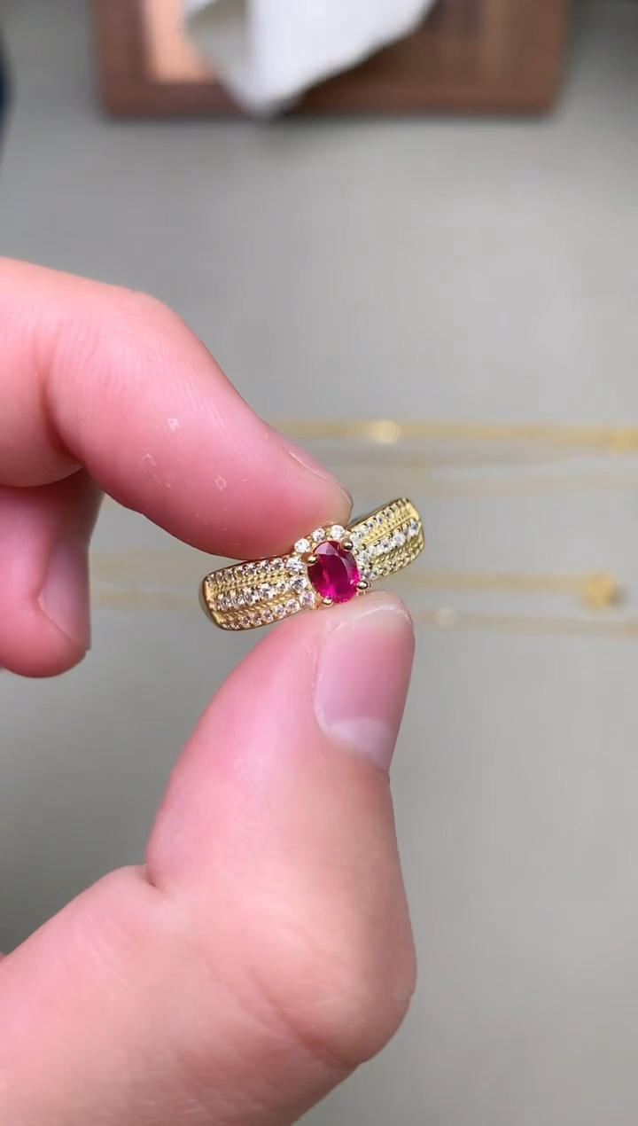 【闪购商品】红宝石戒指银S925镶嵌戒指