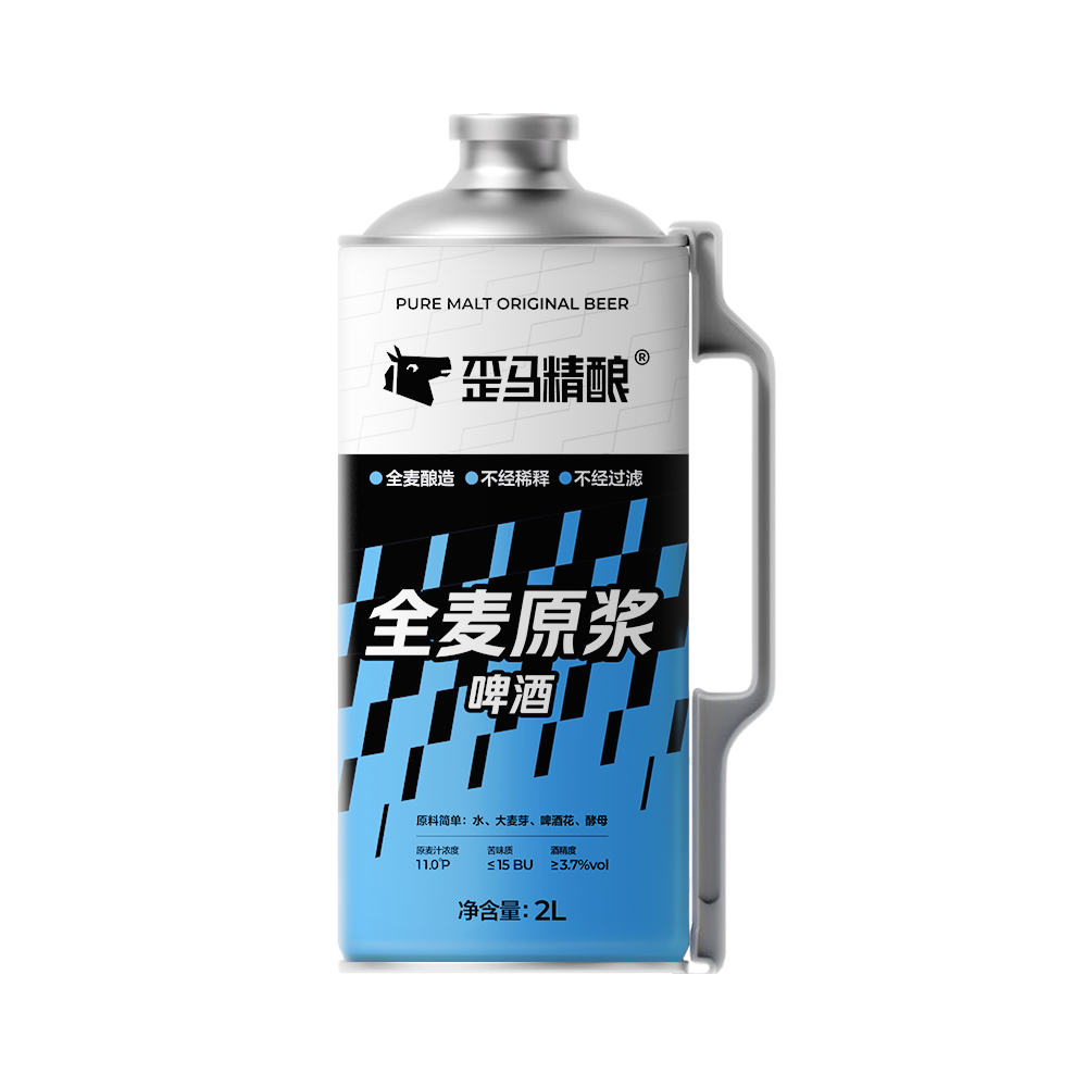 歪马精酿 全麦原浆啤酒11°P桶装2L*1桶