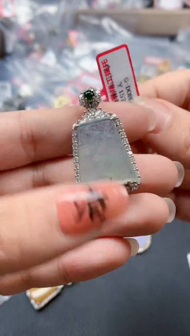 银S925镶嵌戒指翡翠天然A货缅甸翡翠