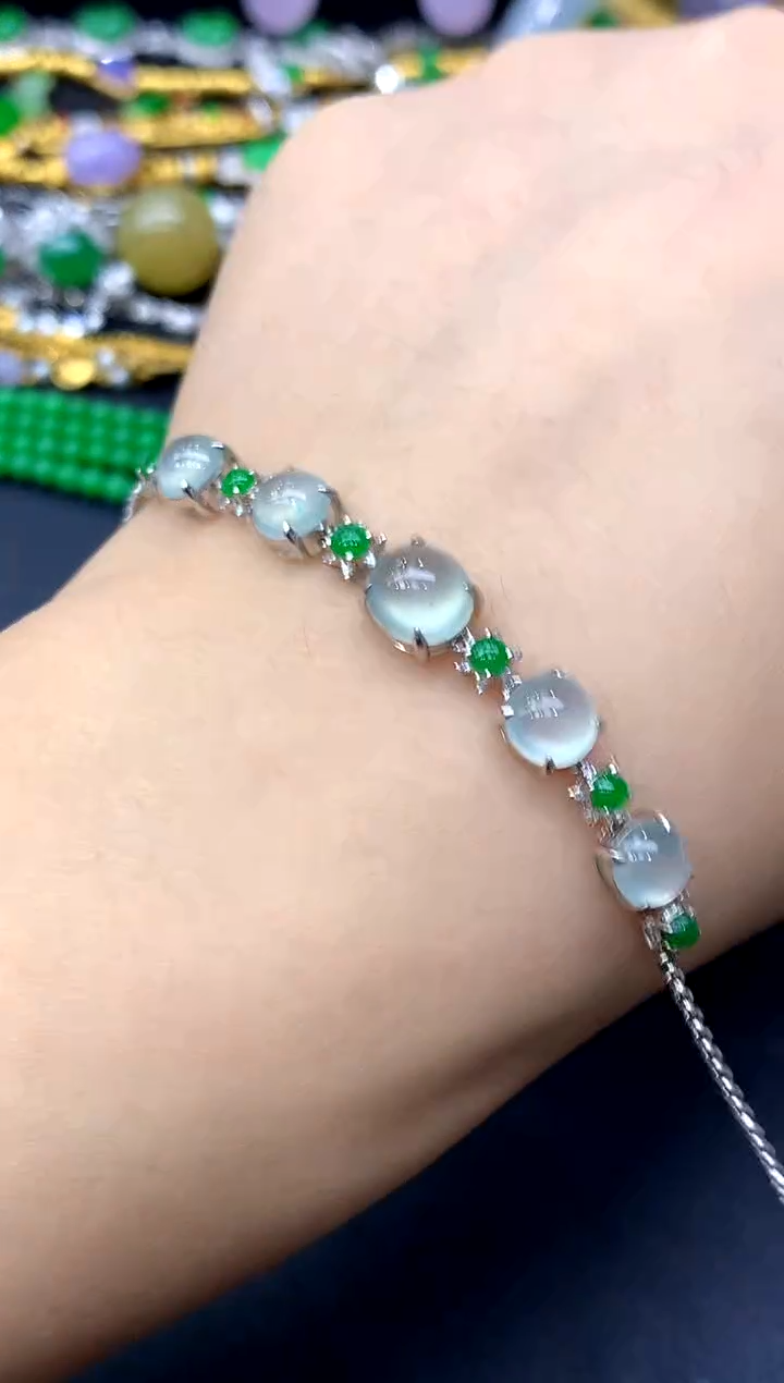 18K金镶嵌手链翡翠336-中国好珍宝