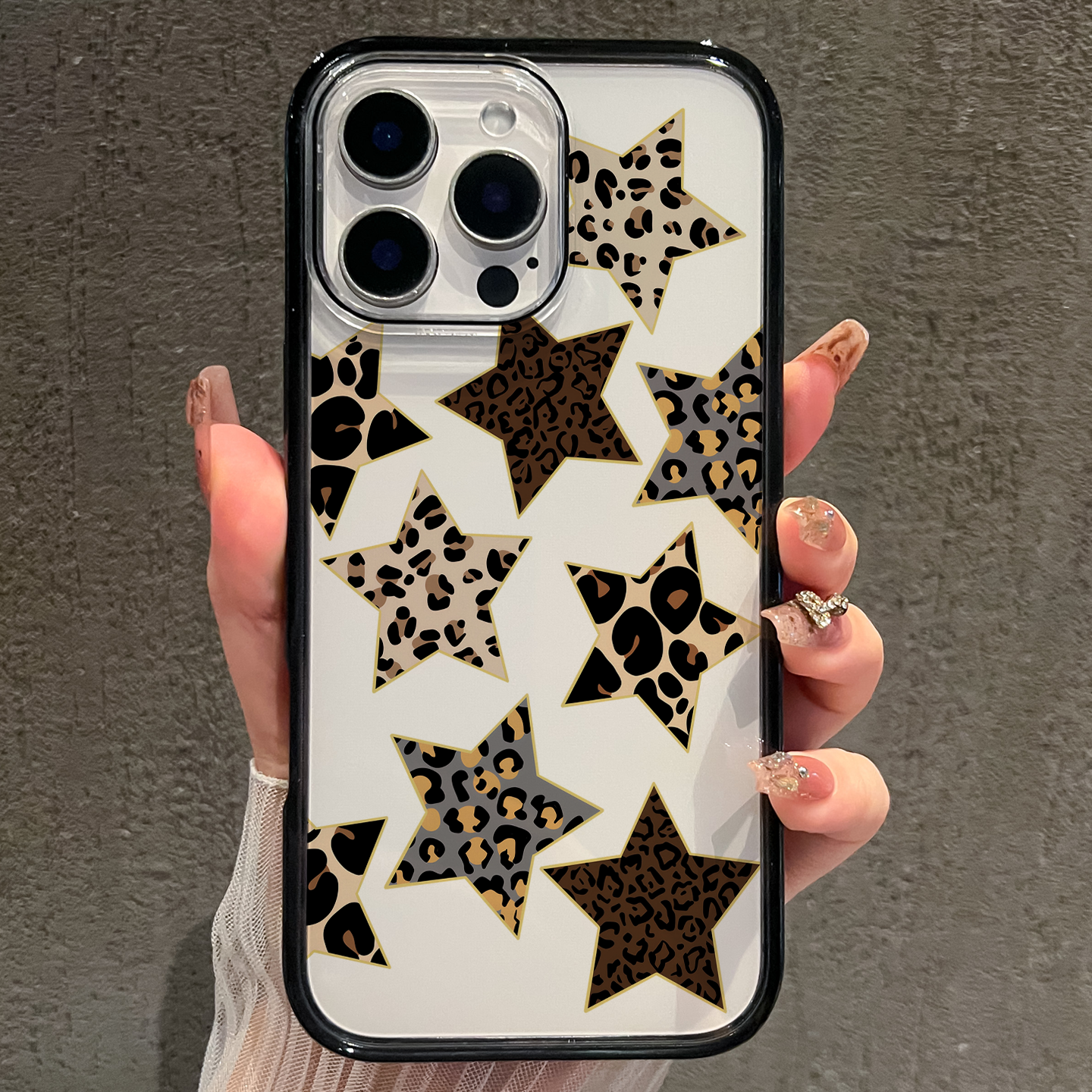 【AI键保护】豹纹星星适用苹果16promax手机壳iphone15新款14少女心