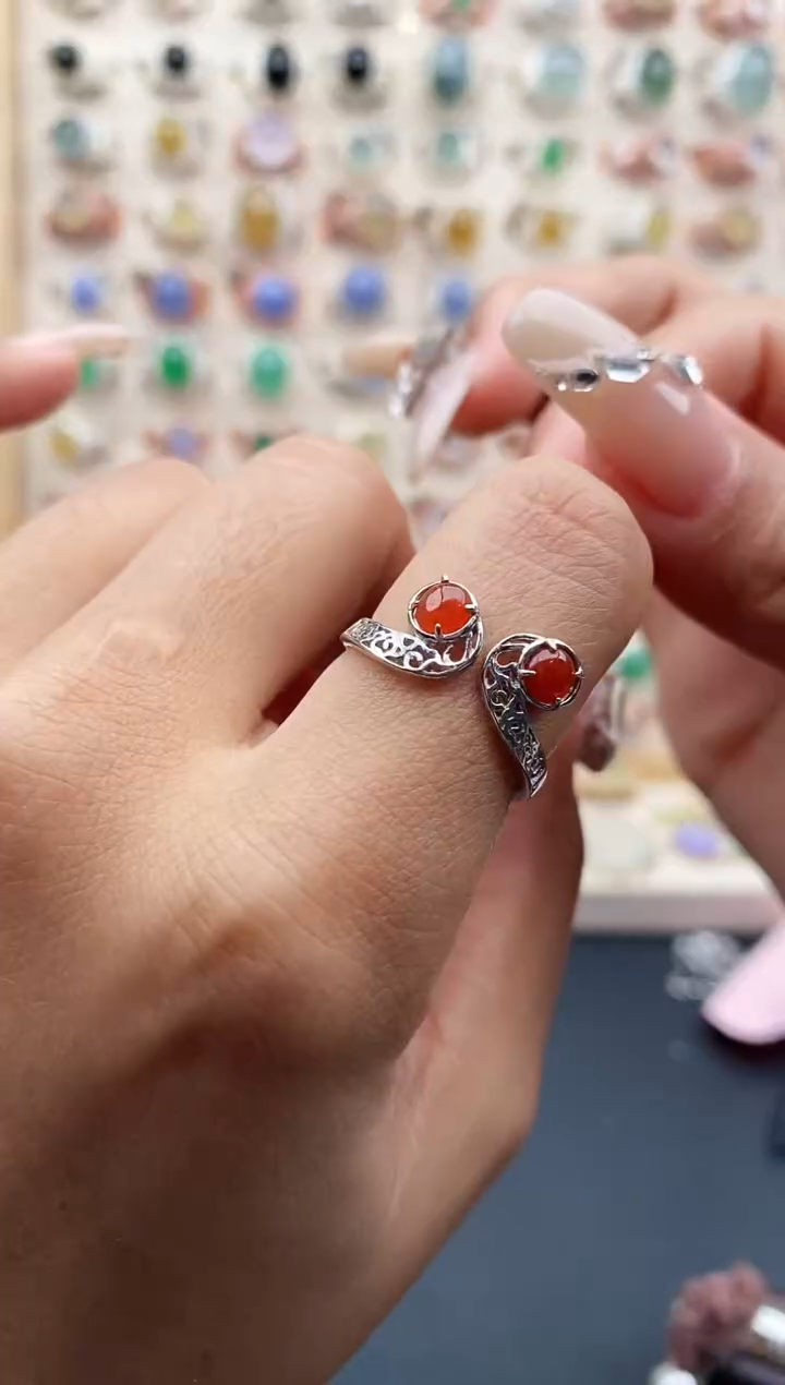 【闪购商品】翡翠戒指银S925镶嵌天然A货翡翠333  5+4