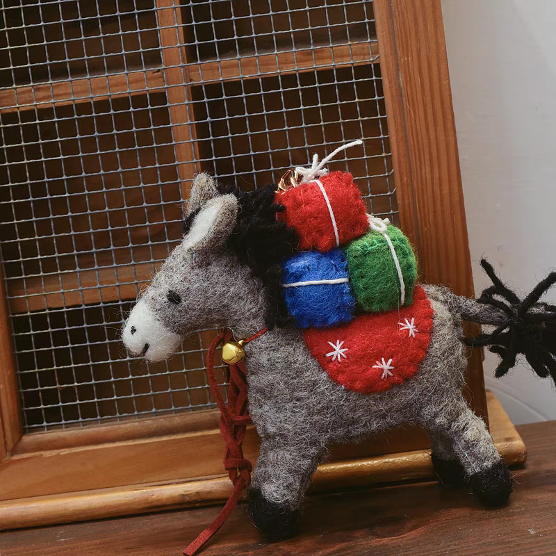 尼泊尔手工羊毛毡送礼物毛驴挂件包挂新年卡通玩偶车挂礼物小众潮
