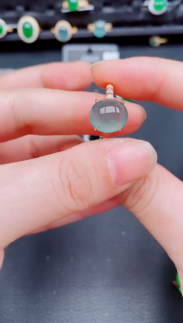 【闪购商品】翡翠戒指银S925镶嵌天然a货翡翠303