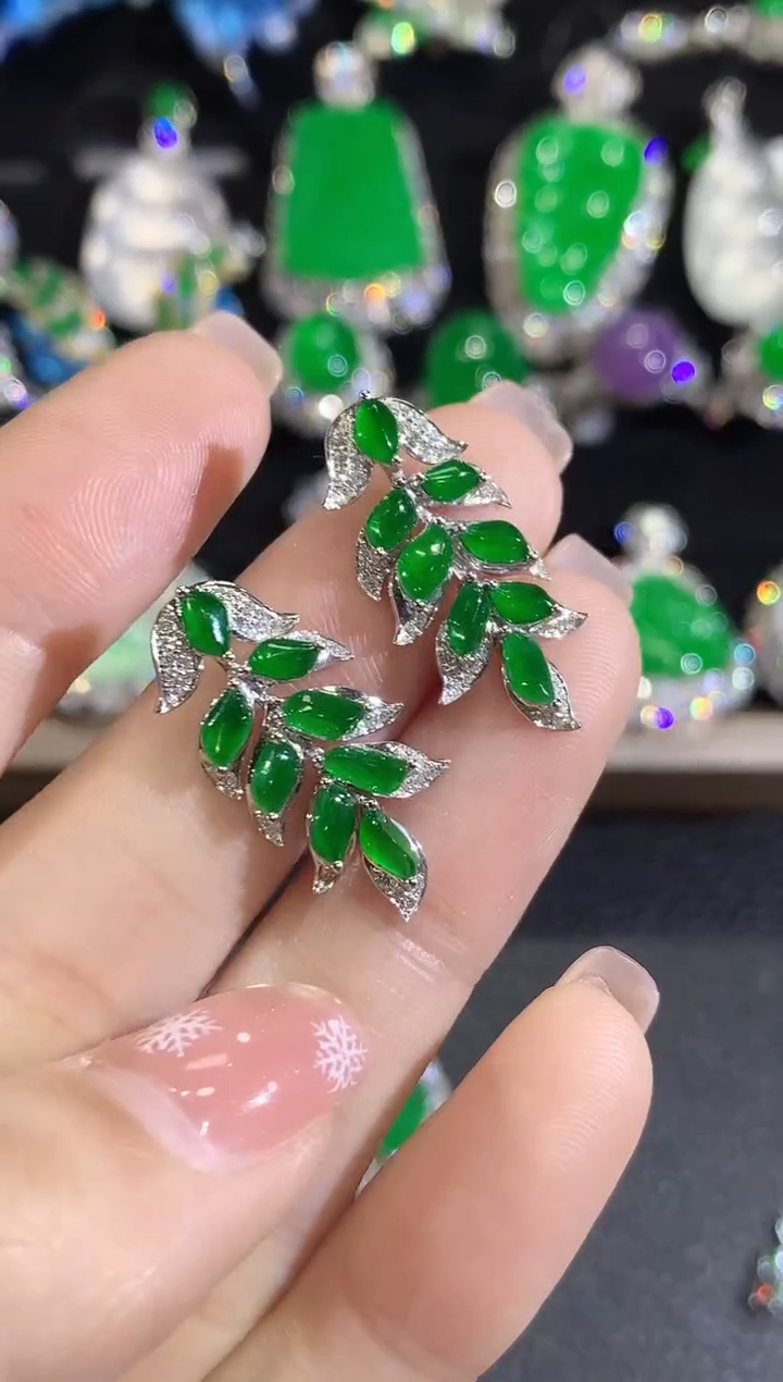 18K金镶嵌翡翠耳饰C11翡翠