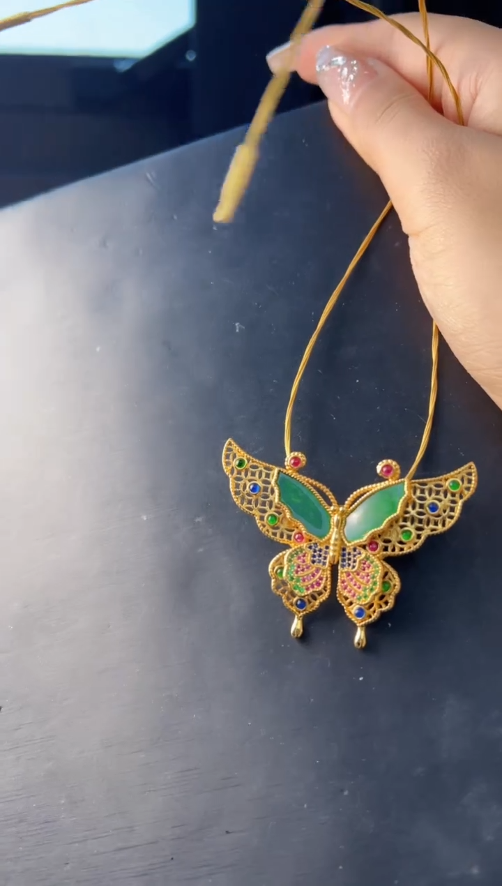 【闪购商品】翡翠吊坠(不含链)银S925镀金镶嵌天然缅甸翡翠A货吊坠