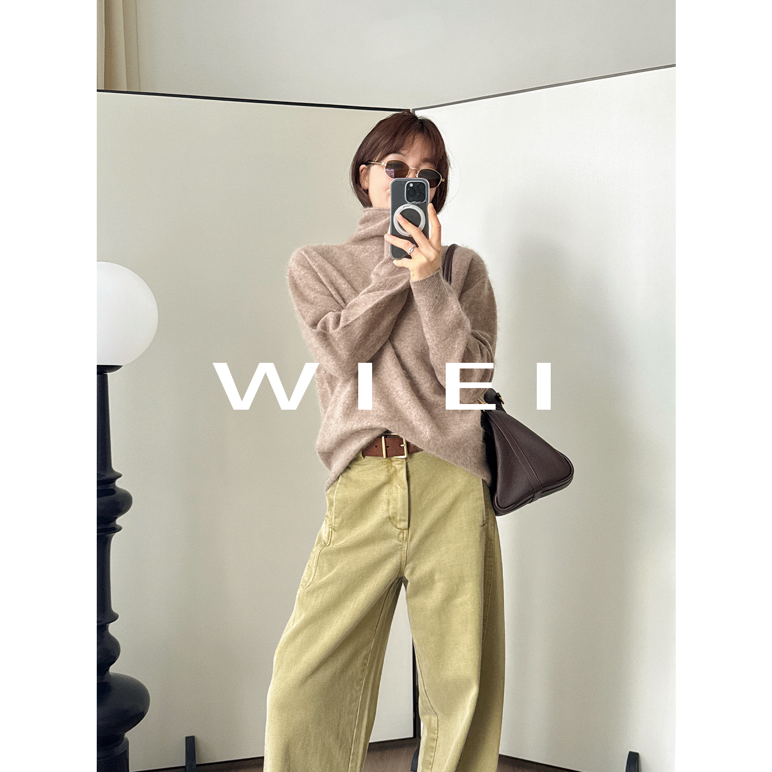 《WI EI》奢柔棉花糖*密绒羊毛羊绒拉毛 松弛感堆堆领毛衣W25409050