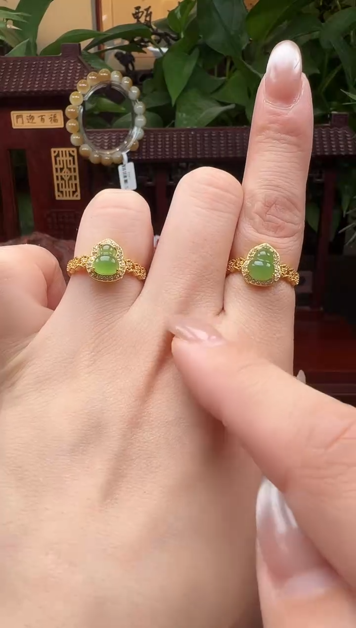 银S925镶嵌戒指和田玉戒指TS55多样性发其一