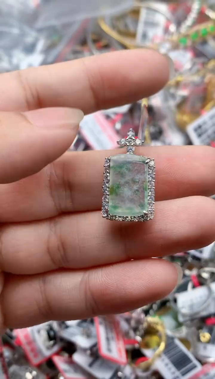 银S925镶嵌戒指翡翠天然A货缅甸翡翠