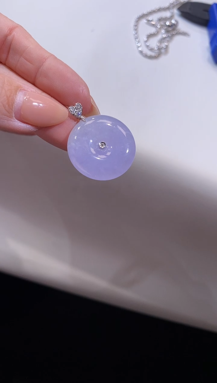 吊坠(不含链)18K金镶嵌翡翠平安扣